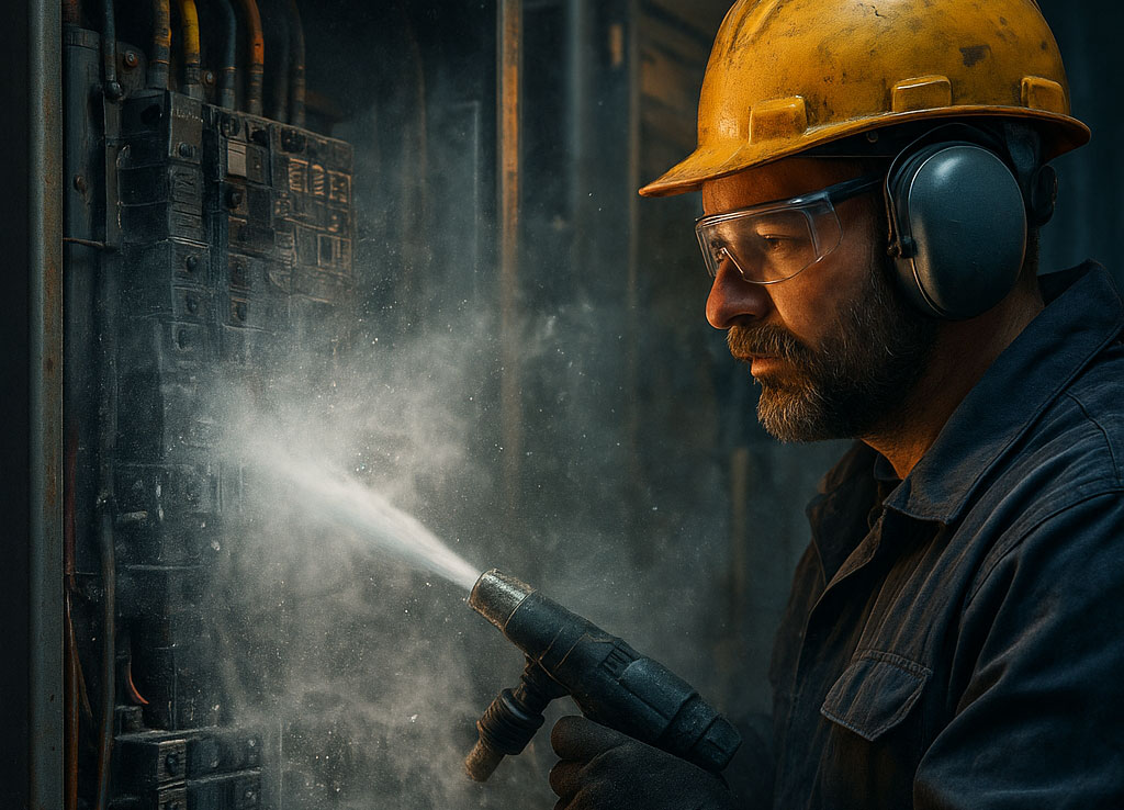 Limpeza Técnica com Gelo Seco de Quadro de Distribuição